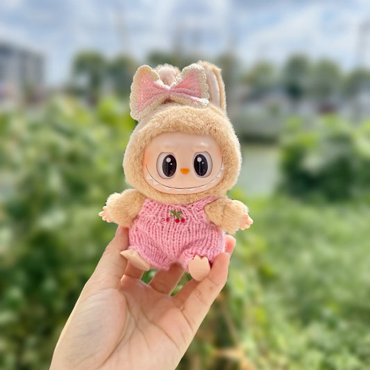 Only clothes] second generation blind box sit party labubu clothes handmade wool suspenders pull cloth