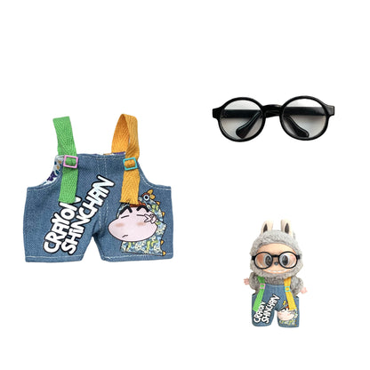 Labubu Doll Crayon Shin-chan Overalls Outfit with Accessories for 17cm Doll