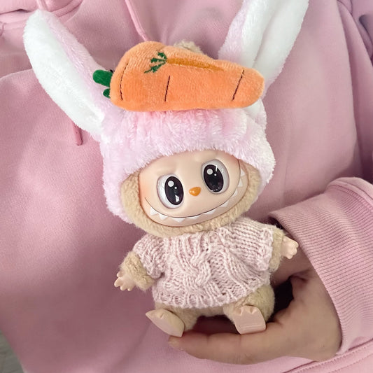 Clothes Only] Pendant Rab Sit Party Series Doll Coat LABUBU Hat Carrot Hair Band Cute