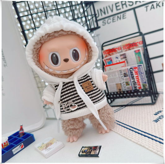 Labubu Doll Outfit - Striped Sweater & Hat Set for 17cm Labubu