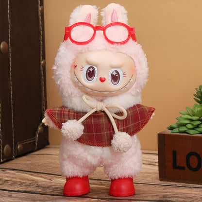 Wholesale 17cm Rab cloth doll labubu generation one or two sitting party suit change clothes vinyl doll