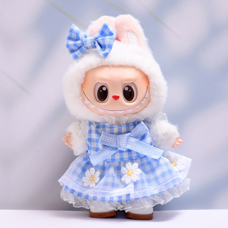 Only baby clothes] one or two generation pendant labubu clothes daisy plaid skirt suit cloth baby clothes