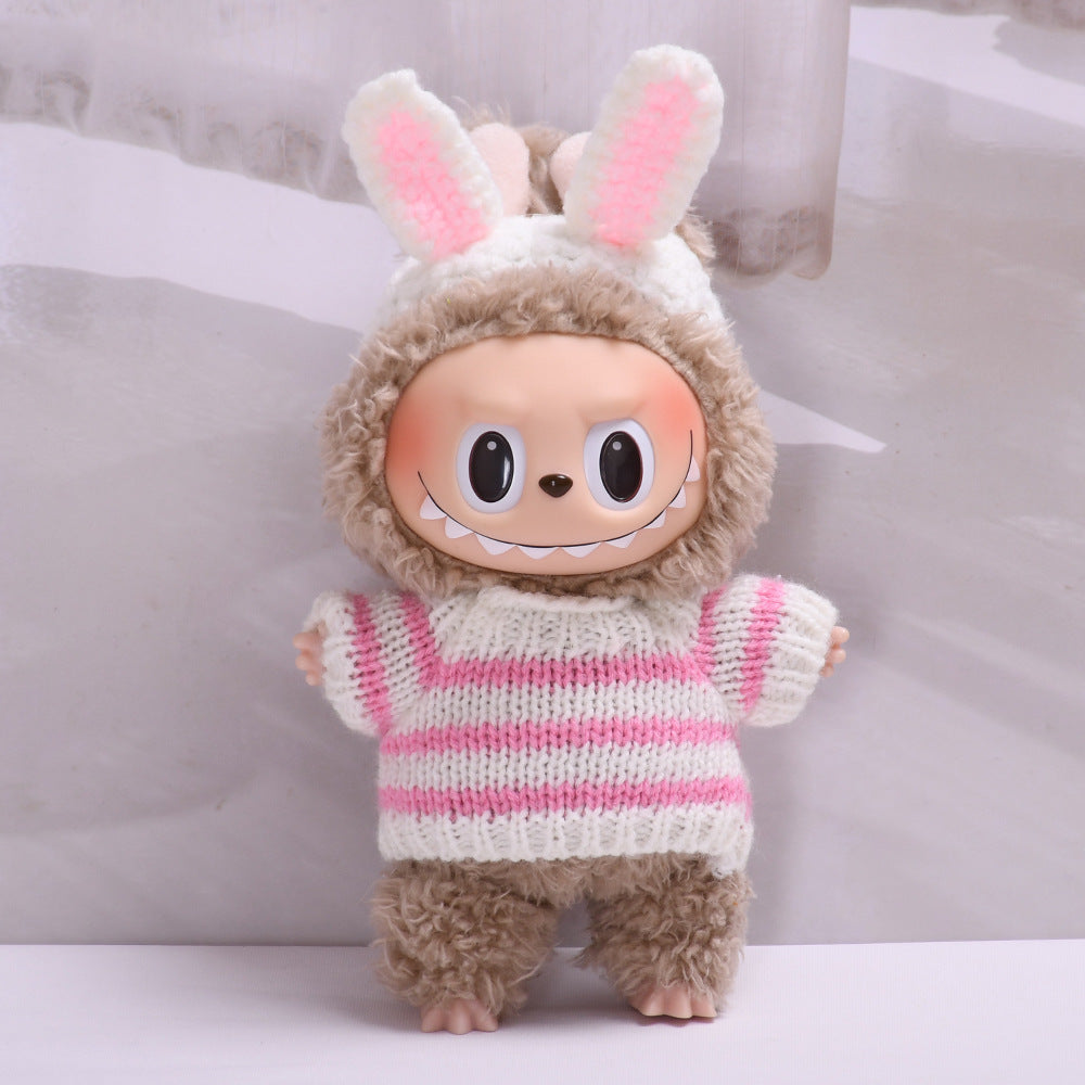 Labubu Doll Clothes - Striped Sweater & Headband Outfit for 1st & 2nd Gen Pendant