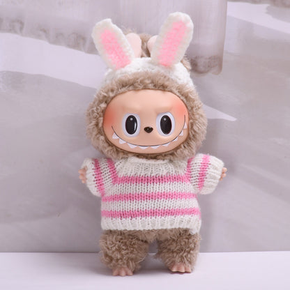 Labubu Doll Clothes - Striped Sweater & Headband Outfit for 1st & 2nd Gen Pendant