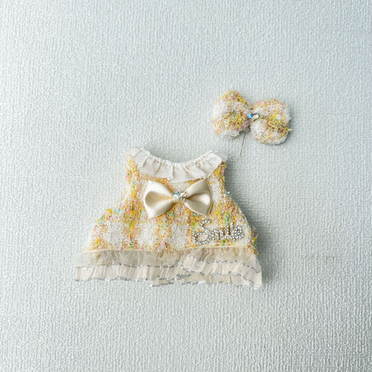 Labubu Doll Chanel Style Skirt Suit & Yellow Headband Outfit