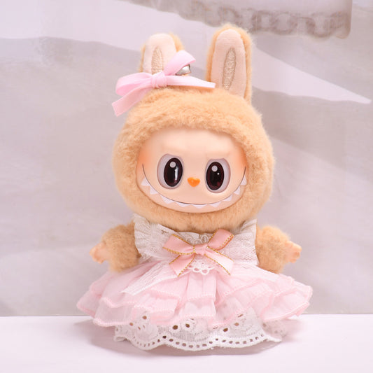 Clothes Only] Second Generation Blind Box Sitting Party Rab Cloth Pendant Clothes Powder Bow Gauze Skirt labubu Doll Clothes