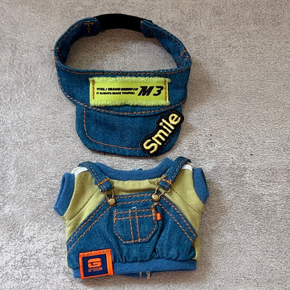 Labubu Doll Denim Overalls Outfit for 17cm Vinyl Dolls