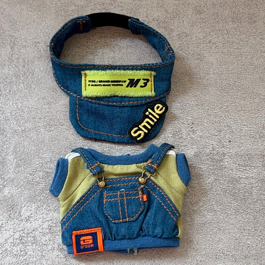 Labubu Doll Denim Overalls Outfit for 17cm Vinyl Dolls