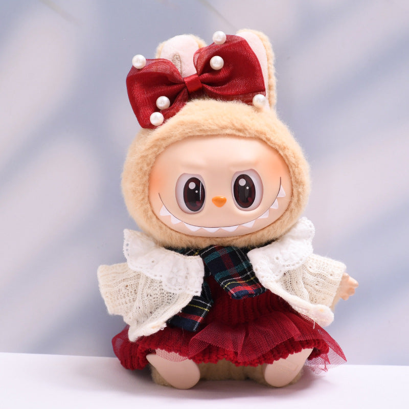 Only baby clothes] one or two generation pendant labubu clothes wool cardigan red skirt suit cloth baby clothes