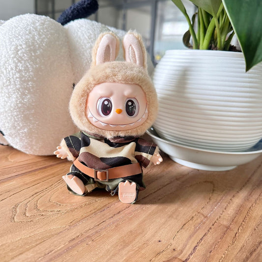 Only clothes] the first and second generation of blind box Rab cloth doll clothes LABUBU sit party play camouflage clothes suit