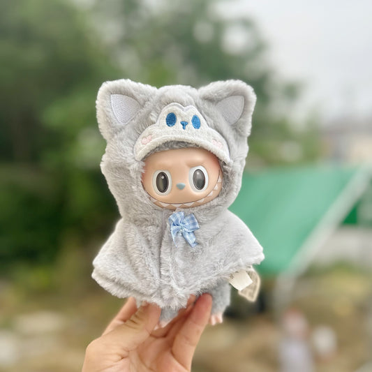 Only clothes] 17CM key chain cloth cloth cloak cloak LABUBU pendant doll clothes headgear in stock cute