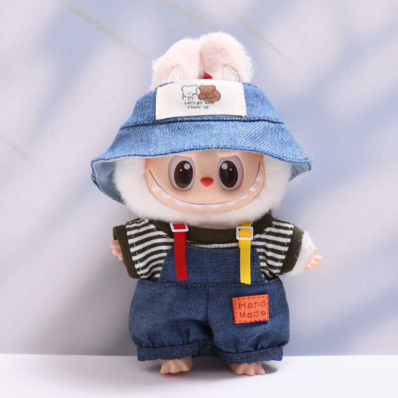 Only baby clothes] one, two and three generations of pendants labubu clothes Denim pants striped T labubu baby clothes