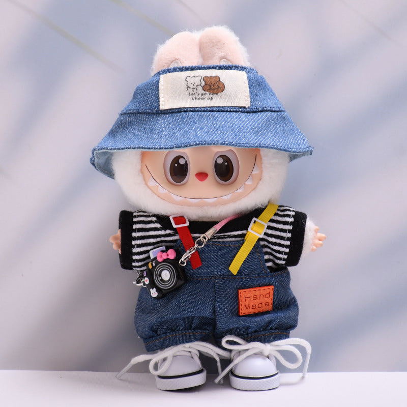 Only baby clothes] one, two and three generations of pendants labubu clothes Denim pants striped T labubu baby clothes