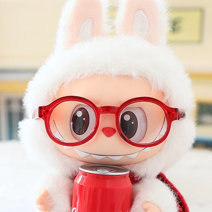 First, Second and Third Generation Labubu Glasses Sitting Party Labubu Vinyl Doll Clothes Accessories Leopard Print Black Frame Sunglasses