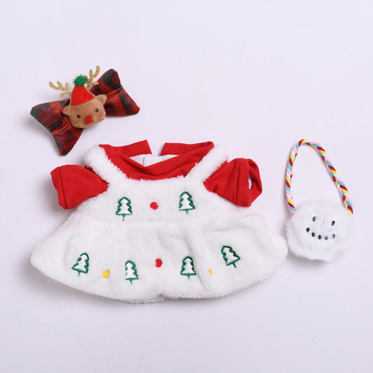 Labubu Doll Christmas Tree White Skirt & Satchel Outfit for 38cm Doll