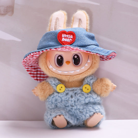 Only clothes] generation two generation pendant pull cloth hat wool jumpsuit small bag Labubu for baby clothes