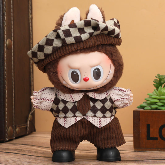 Wholesale 17cm Rab cloth doll labubu generation one or two sitting party suit change clothes vinyl doll