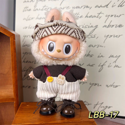New 17cm Labubu Pendant with Replacement Baby Clothes High Quality Labubu Blind Box Pendant Baby Clothes Decoration Set