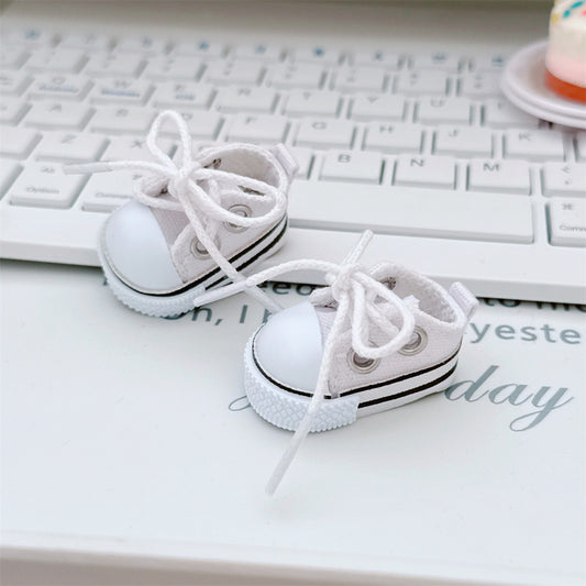 17cm labubu doll 10cm cotton doll three-year-old black white canvas shoes lace-up cloth shoes