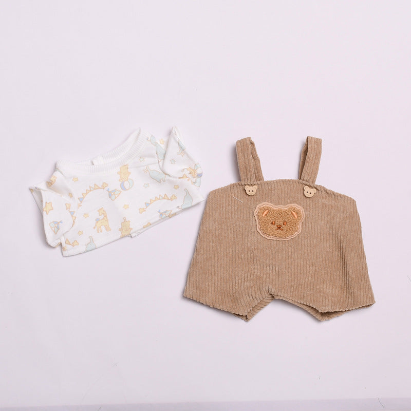 38cm Labubu Doll Bear Overalls Outfit & Shoes Set