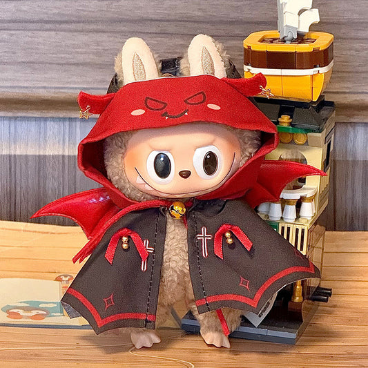 Labubu series cape doll cloth pull cloth doll vinyl face plush doll 17cm one or two generation universal clothing