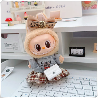 Labubu Doll Outfit - Plaid Skirt & Accessories for 10cm & 17cm Dolls