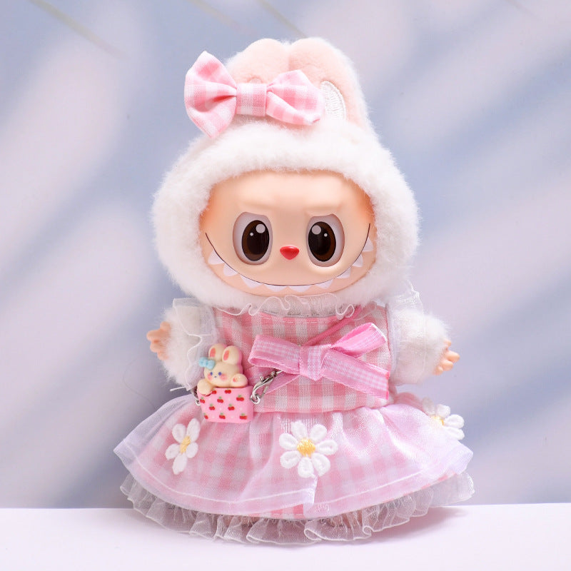 Only baby clothes] one or two generation pendant labubu clothes daisy plaid skirt suit cloth baby clothes