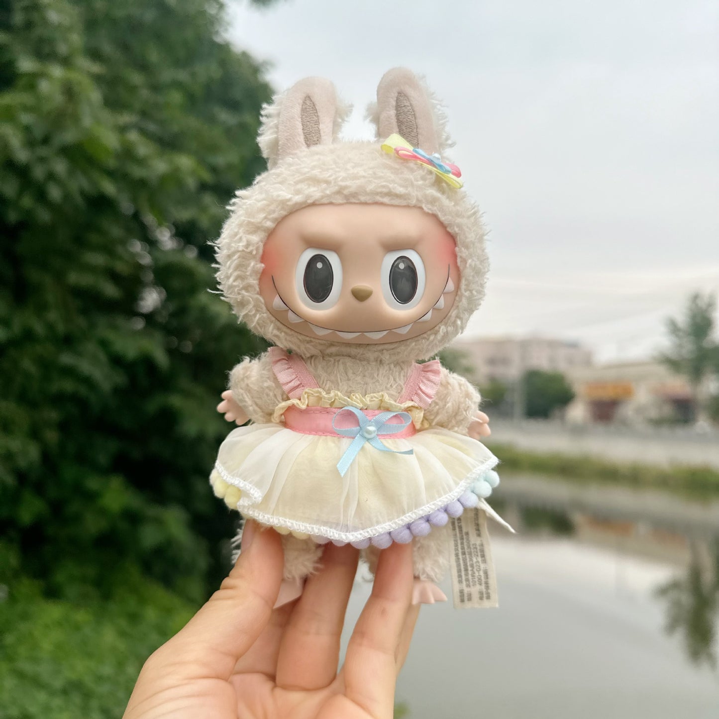 Only clothes] key chain cloth cloth clothes spring bow suit 17CM blind box LABUBU sweet gauze skirt