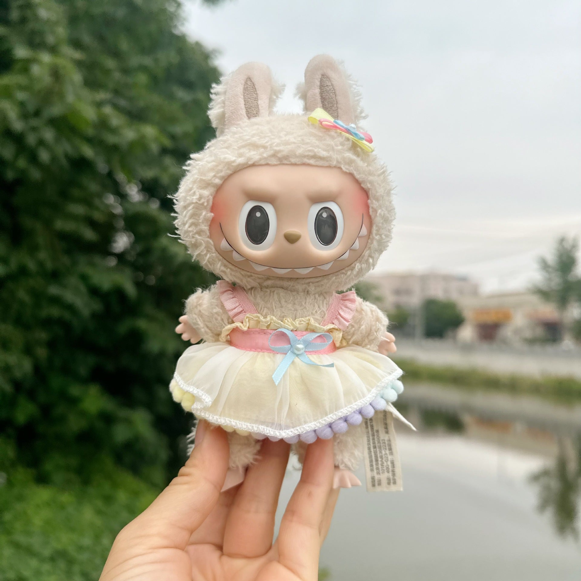 Only clothes] key chain cloth cloth clothes spring bow suit 17CM blind box LABUBU sweet gauze skirt