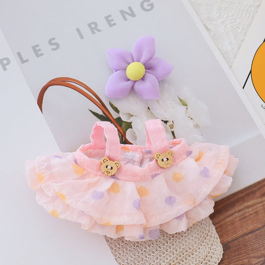Generation II Blind Box Labubu Hanging Clothes Rab Cloth Sit Party Clothes Doll Summer Straw Hat Skirt