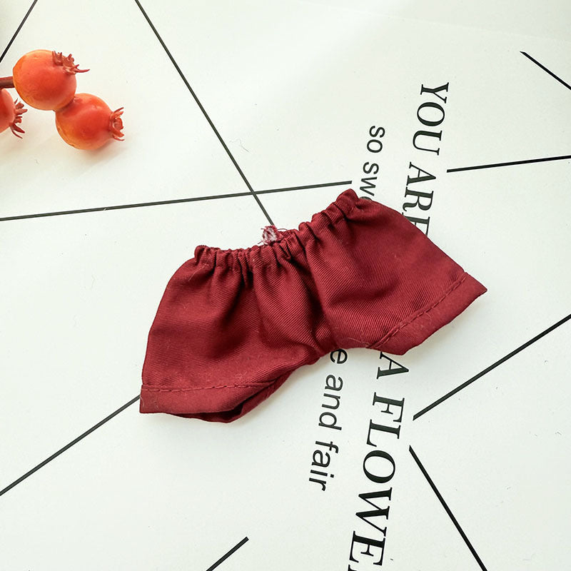 Clothes Only] 17cm Pendant Labubu Clothes Cat t Camellia Straw Hat Suit Labubu Doll Clothes
