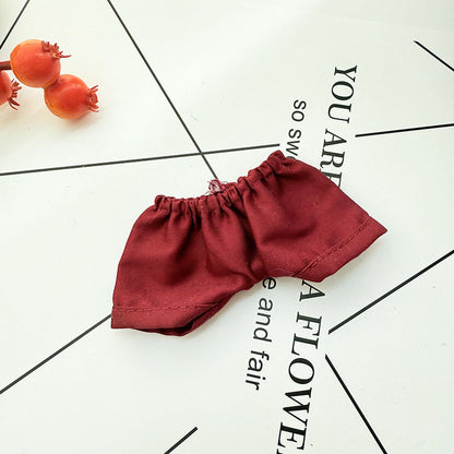 Clothes Only] 17cm Pendant Labubu Clothes Cat t Camellia Straw Hat Suit Labubu Doll Clothes