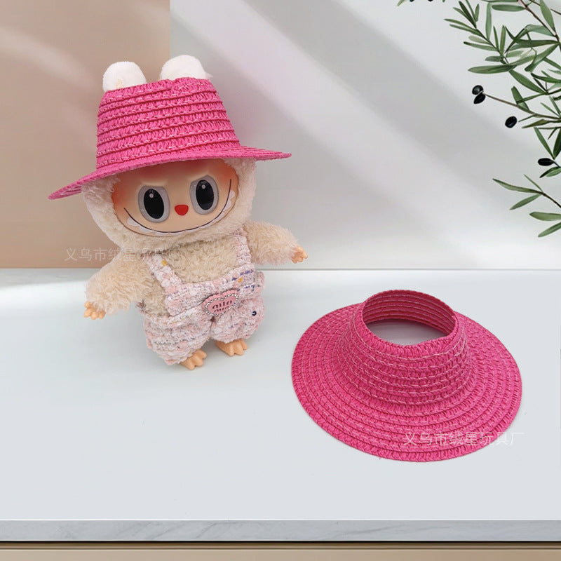 Labubu Empty Top Open Straw Hat Woven Hat Party Clothing Accessories Pastoral Style Labubu Doll Clothes Decorative Matching