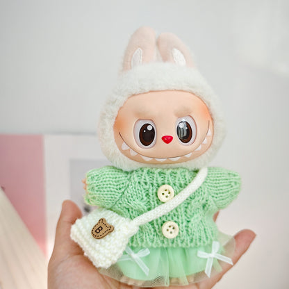 Labubu Doll Outfit - 17cm Sweater, Skirt & Accessories Set