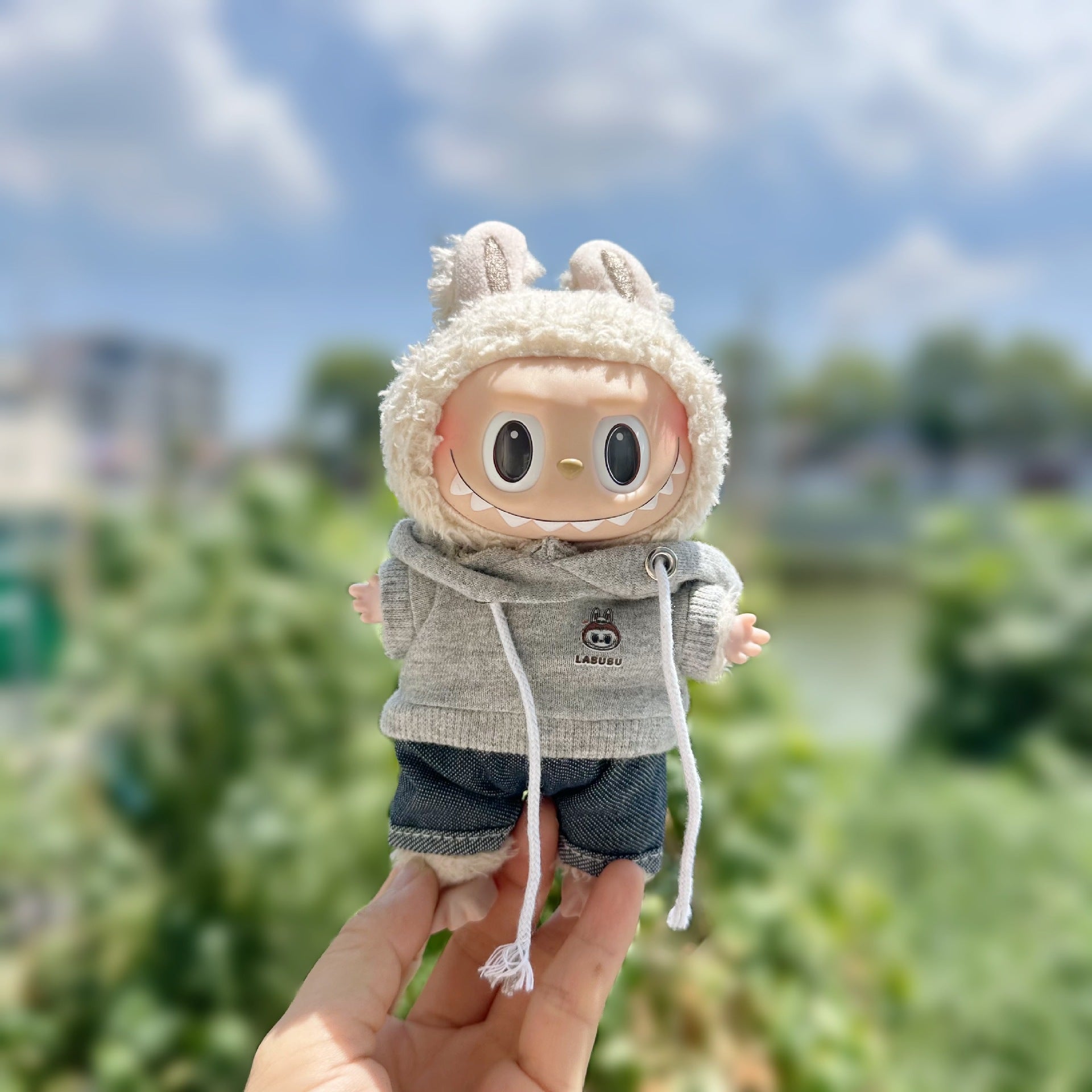Clothes] labubu pendant clothes macaron 17cm labubu vinyl doll blind box bubble mat doll