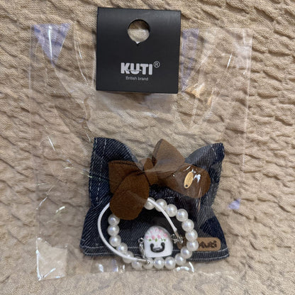 Labubu Doll Dress-Up Outfit with Bow Suit & Pearl Necklace