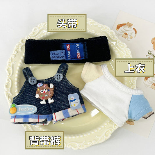 Labubu Doll Coat for 17cm Vinyl Doll - Blue Overalls