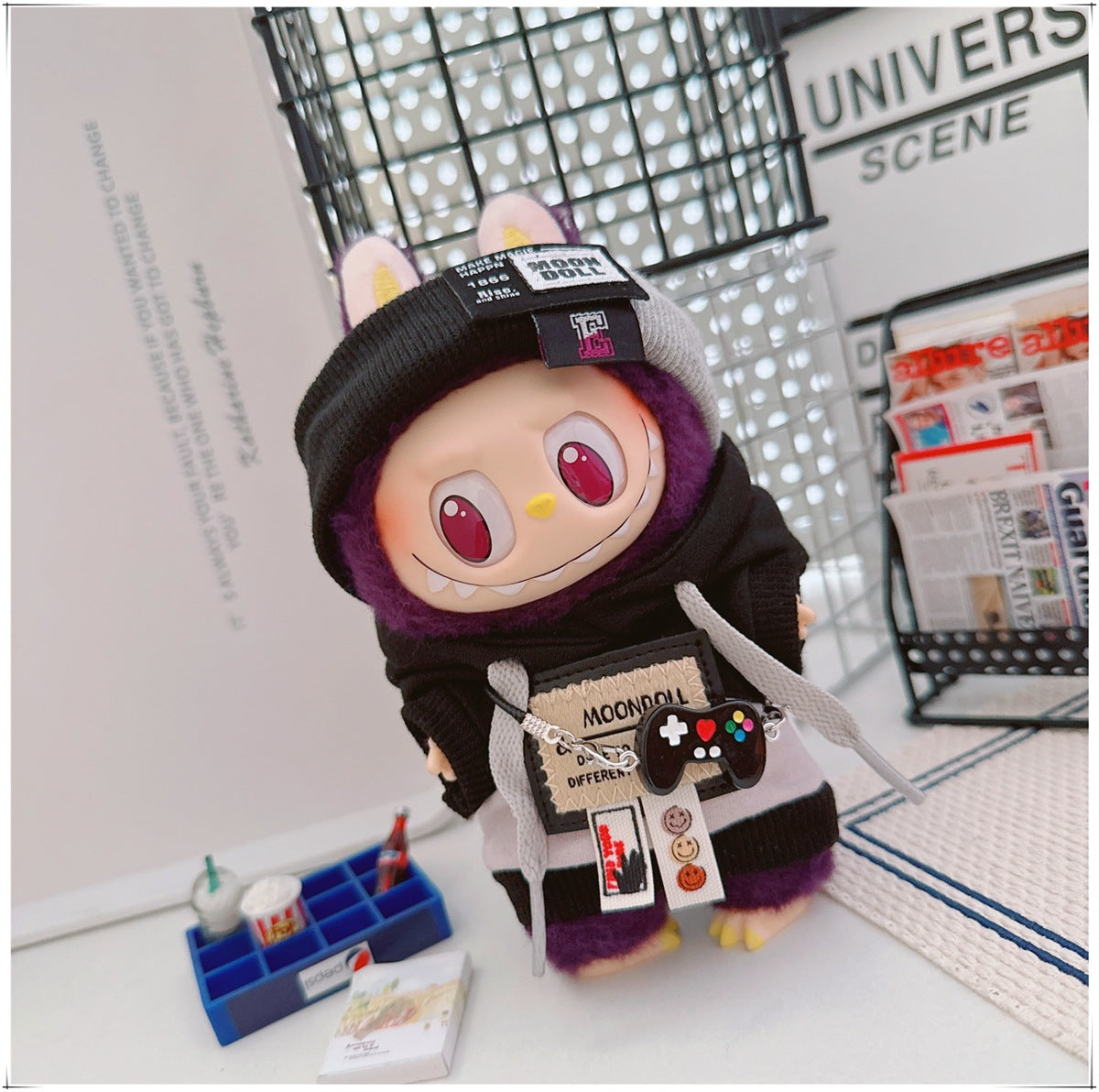 Labubu Doll Frenzy Style Outfit - Sweater & Hair Band for 17cm Vinyl Doll