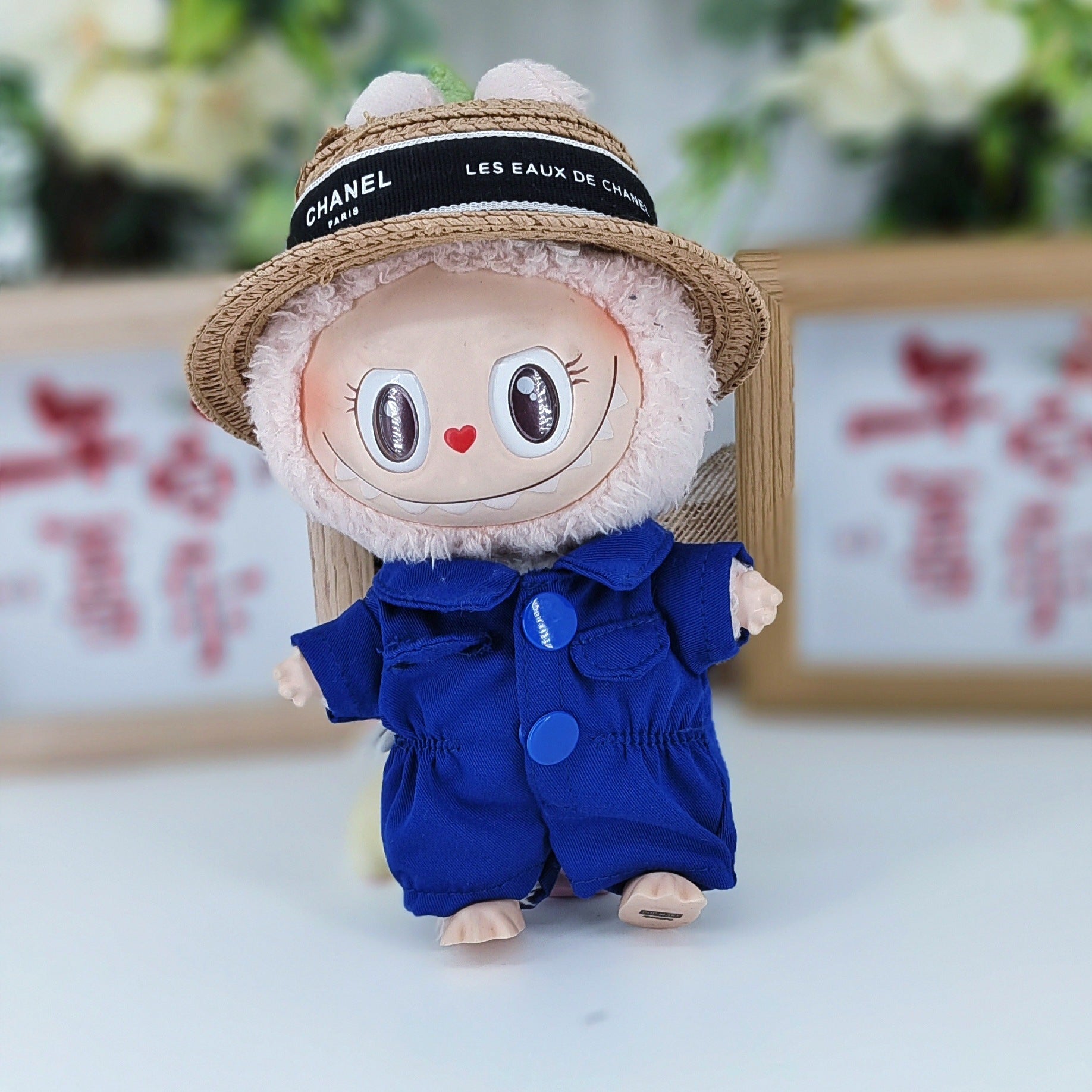 Labubu Doll Pink Jumpsuit Outfit with Accessories