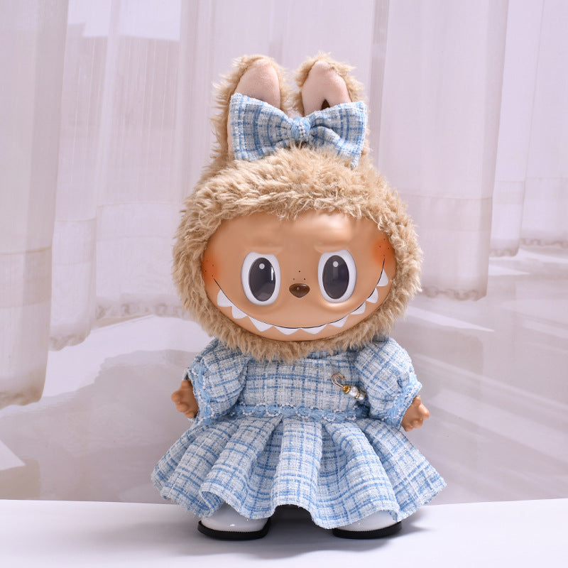 Only clothes] 38cm labubu labubu for clothes plaid small fragrant wind suit change baby clothes