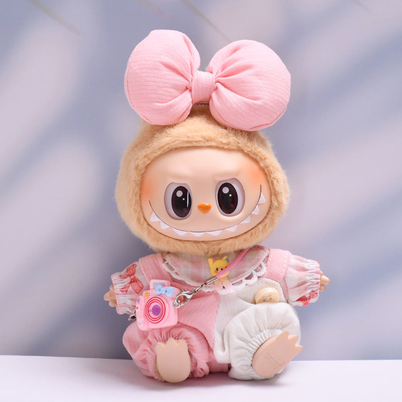 Only clothes] the first and second generations sit on cloth hanging clothes labubu doll big bow strap pants suit
