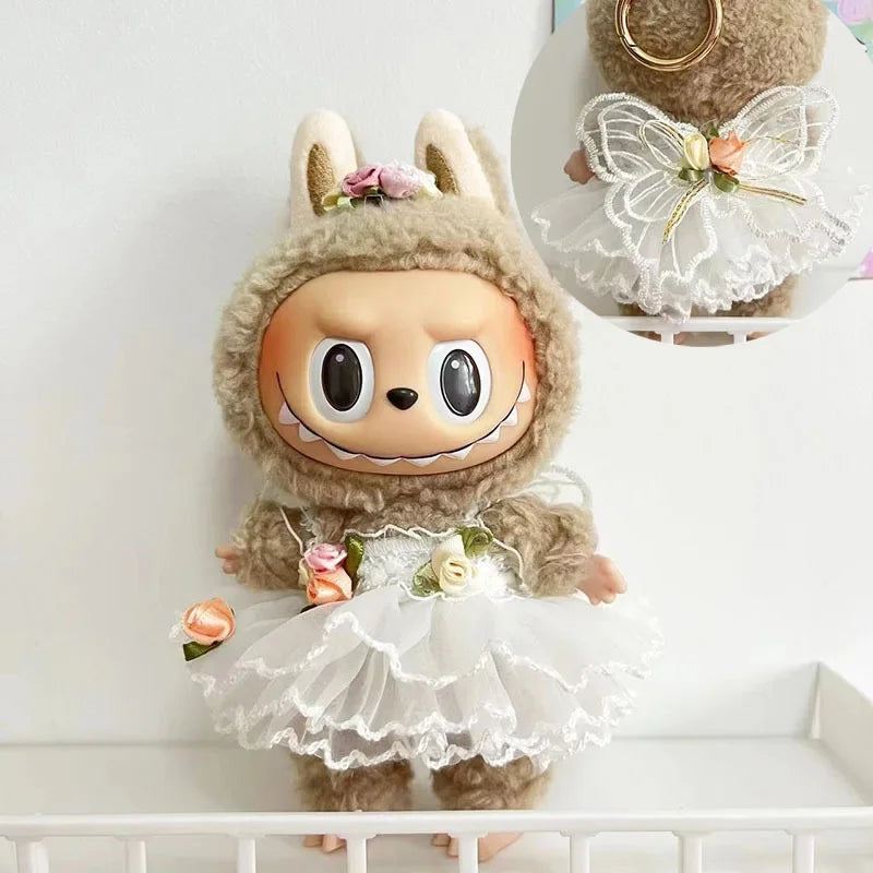 Only clothes] 17CM cloth cloth clothes 15CM doll Denim straps cartoon plaid suit hot sale