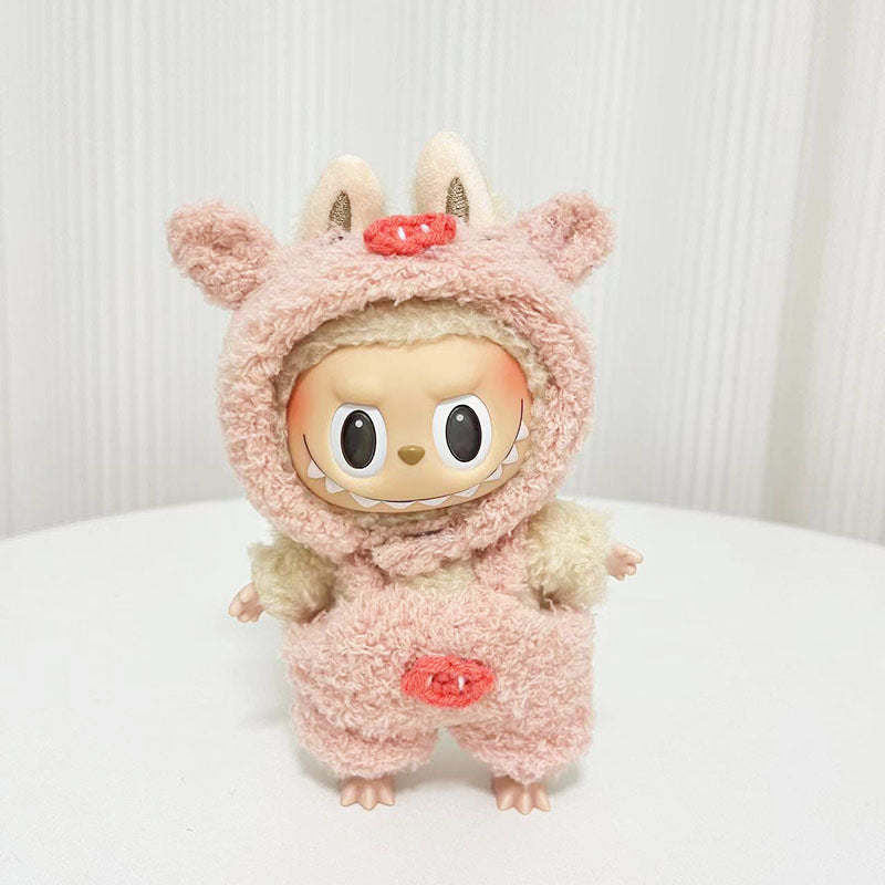 Only clothes] 15CM blind box macaron Labubu clothes Labubu cloud velvet series powder pig elk