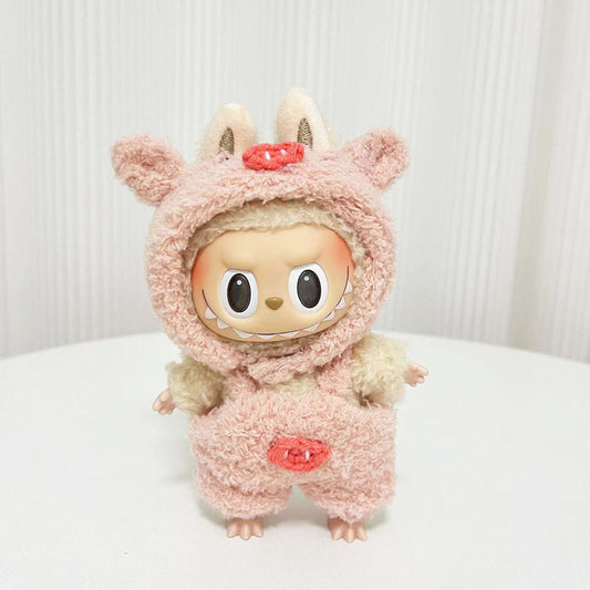 Only clothes] 15CM blind box macaron Labubu clothes Labubu cloud velvet series powder pig elk