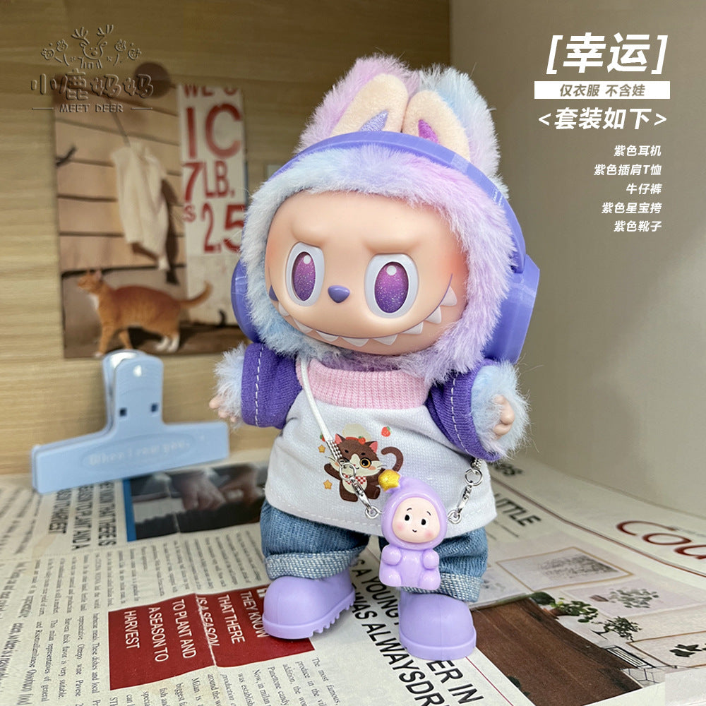 [Only for Baby Clothes] Labubu 3.0 Clothes with High Energy in Front, Lucky Labubu 3.0 Clothes, Trendy and Cool Overalls