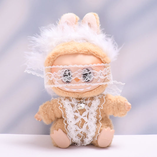 Labubu Doll Lace Blindfold Outfit for 1st & 2nd Gen Pendants - Black & White