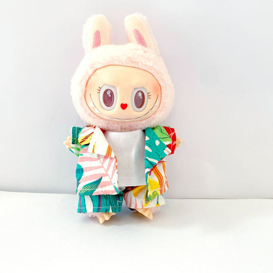 Labubu 17cm Doll Hawaiian Beach Outfit - 3-Piece Set
