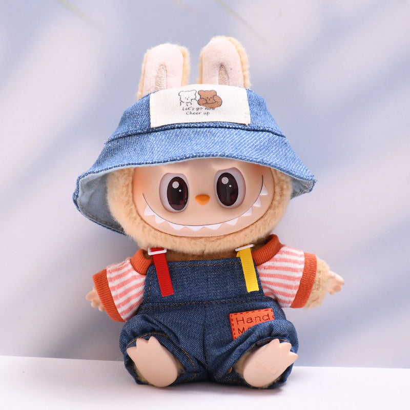 Only baby clothes] one, two and three generations of pendants labubu clothes Denim pants striped T labubu baby clothes