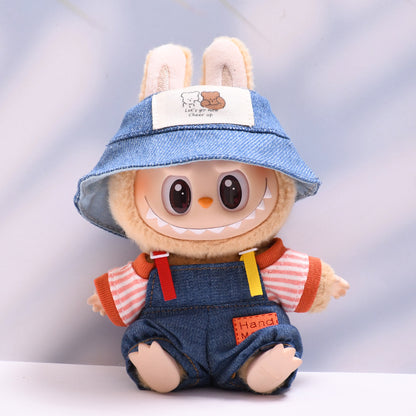 Only baby clothes] one, two and three generations of pendants labubu clothes Denim pants striped T labubu baby clothes
