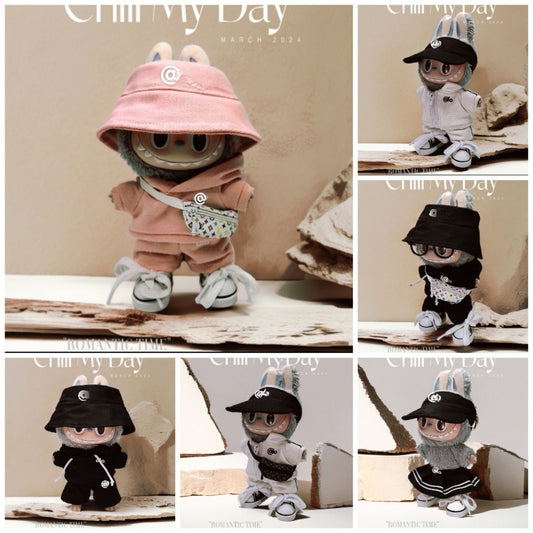 Labubu Doll Outfit Set for 17cm Vinyl Figures - Black & Pink Styles